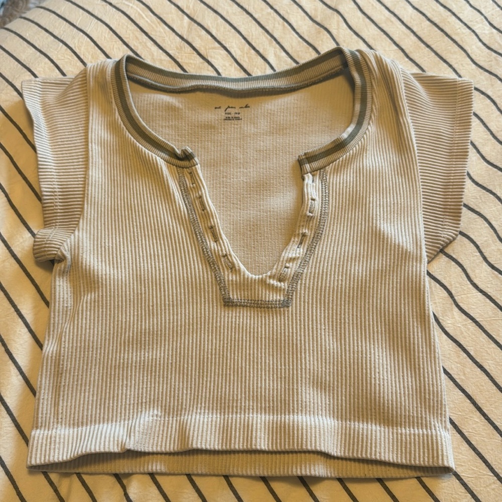 Grey UO  Ribbed Short Sleeve Top